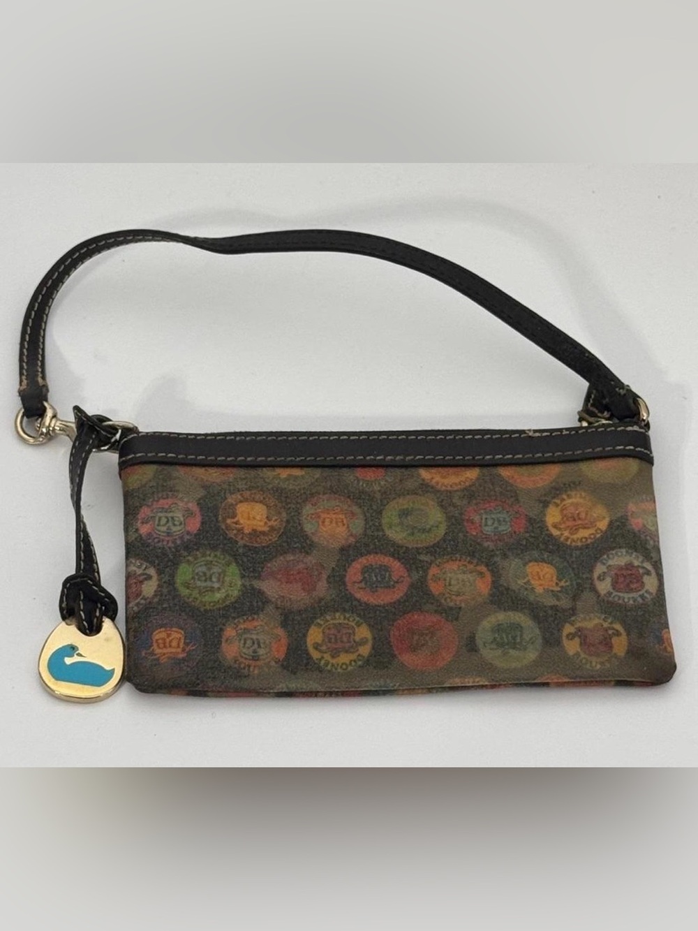 Dooney & Bourke multicolored Rare Retired Zipper Wristlet with Circle Signature